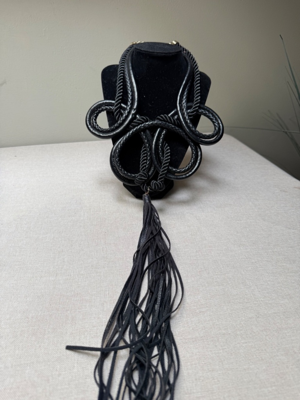 Mika Black Tassel Fringe Bib Statement Necklace - Picture 9 of 9